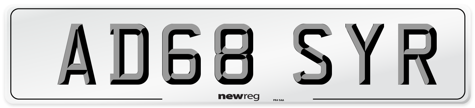 AD68 SYR Number Plate from New Reg